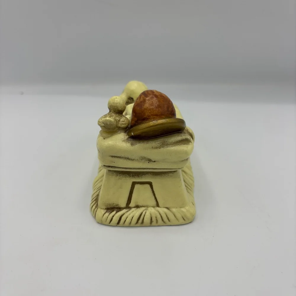 Vintage Lund’s Lites Baby Jesus Manger Figurine Korea Nativity Lamb Dove 1980s